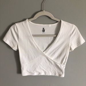 Pacsun white wrap t-shirt crop top